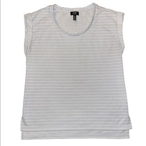 Jones New York cap-sleeved gray striped t-shirt size L